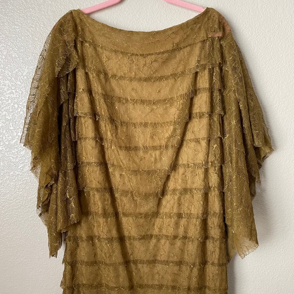 Tadashi Shoji Dress Womens 10 Hazel Tiered Lace Flutter Sleeve Gown Runway 2012 - Picture 4 of 13